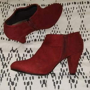Red heeled booties